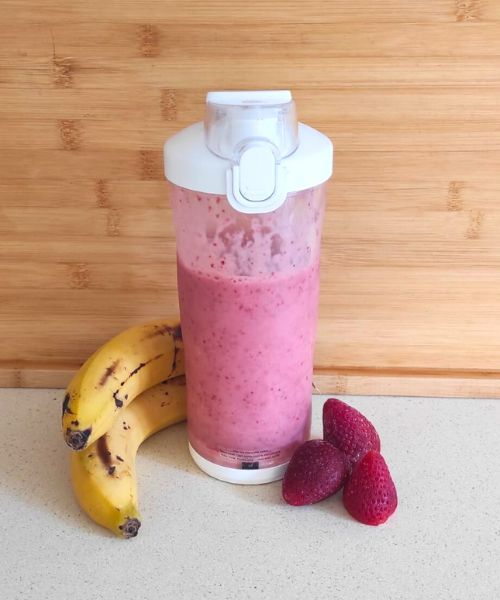 servimos el batido de fresa con platano