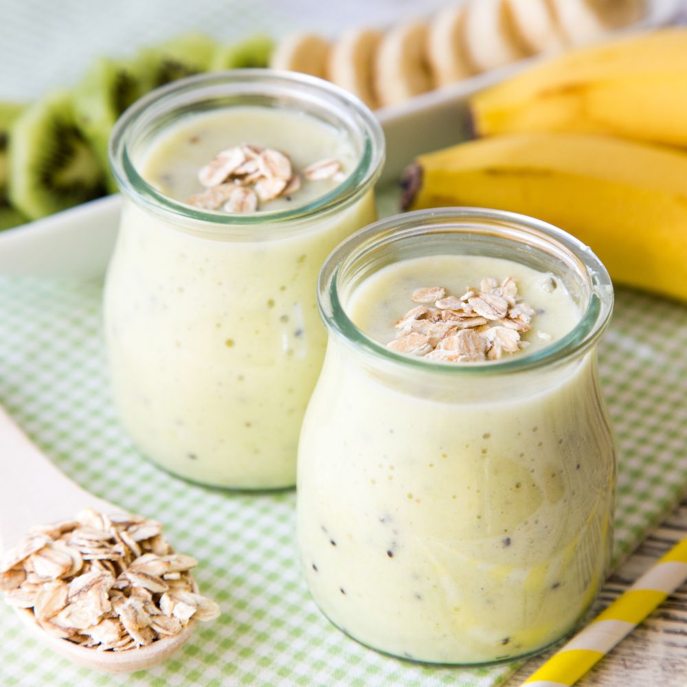 batido de kiwi y platano con leche de avena