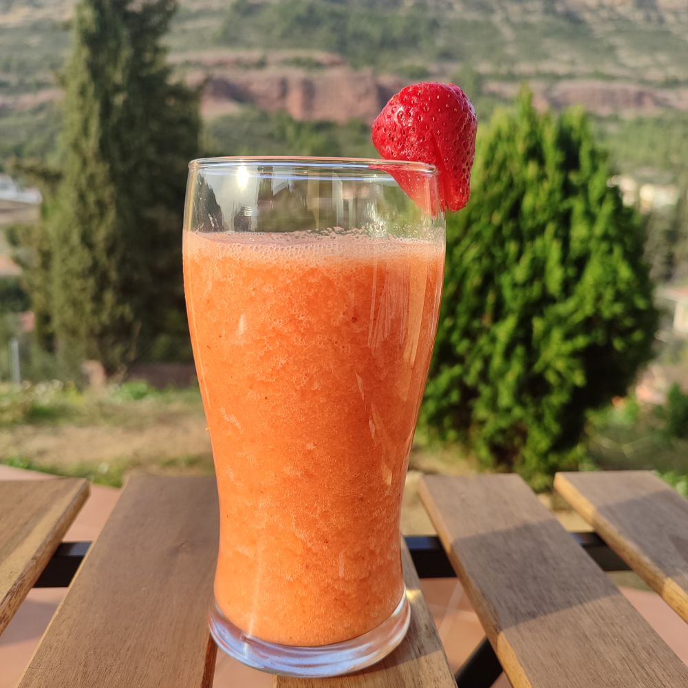 batido de naranja y fresas